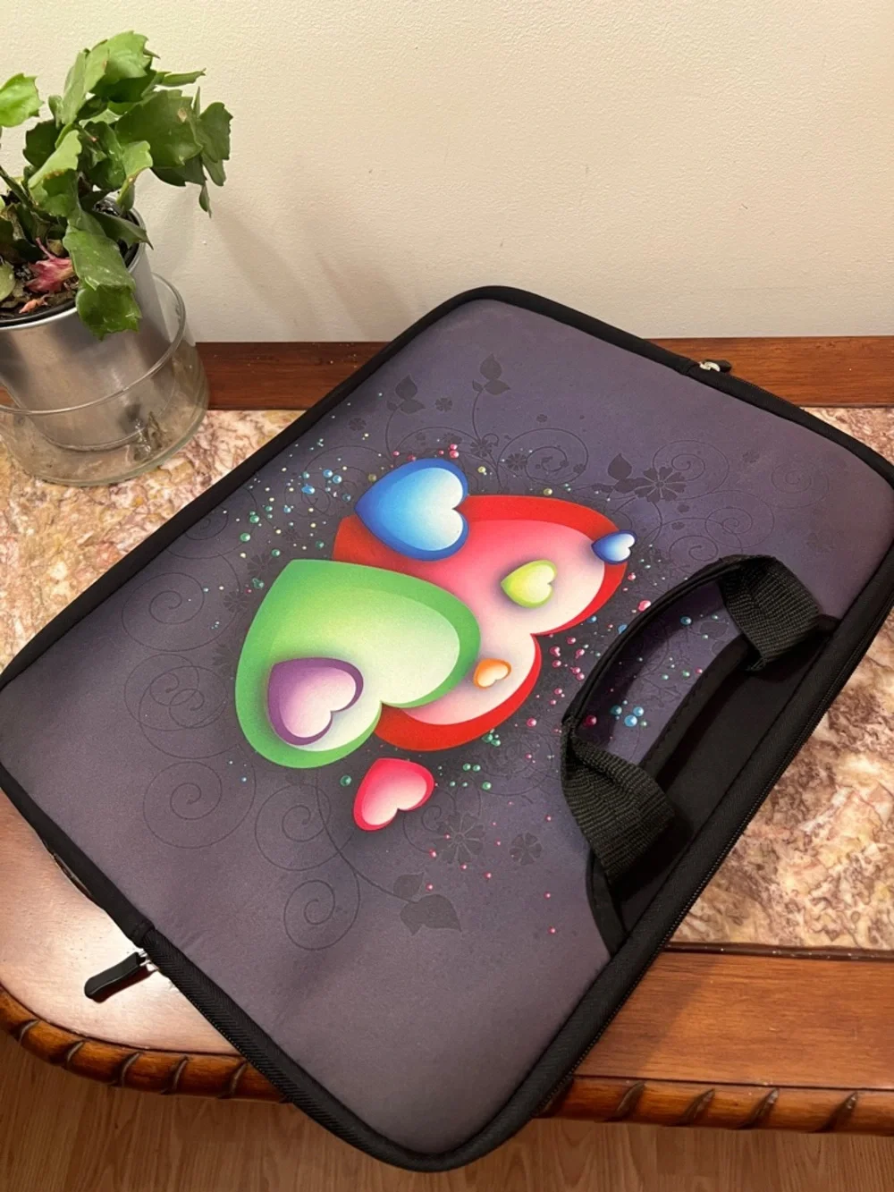 Colorful Heart Graphic Laptop Sleeve - Multi-Color Hearts